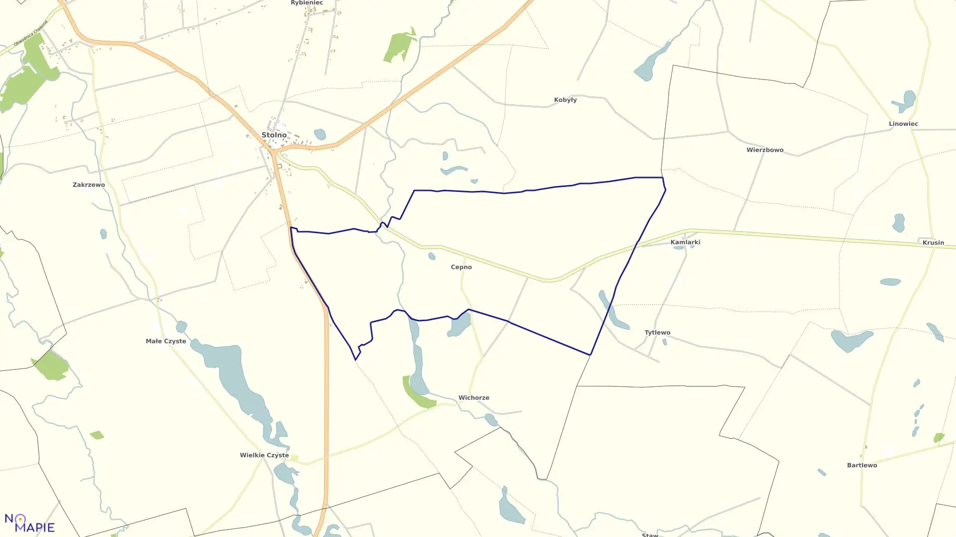 Mapa obrębu Cepno w gminie Stolno