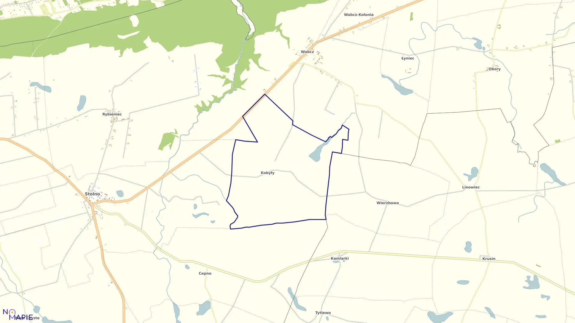 Mapa obrębu Kobyły w gminie Stolno