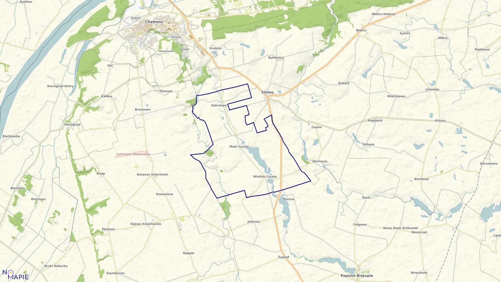 Mapa obrębu Małe Czyste w gminie Stolno