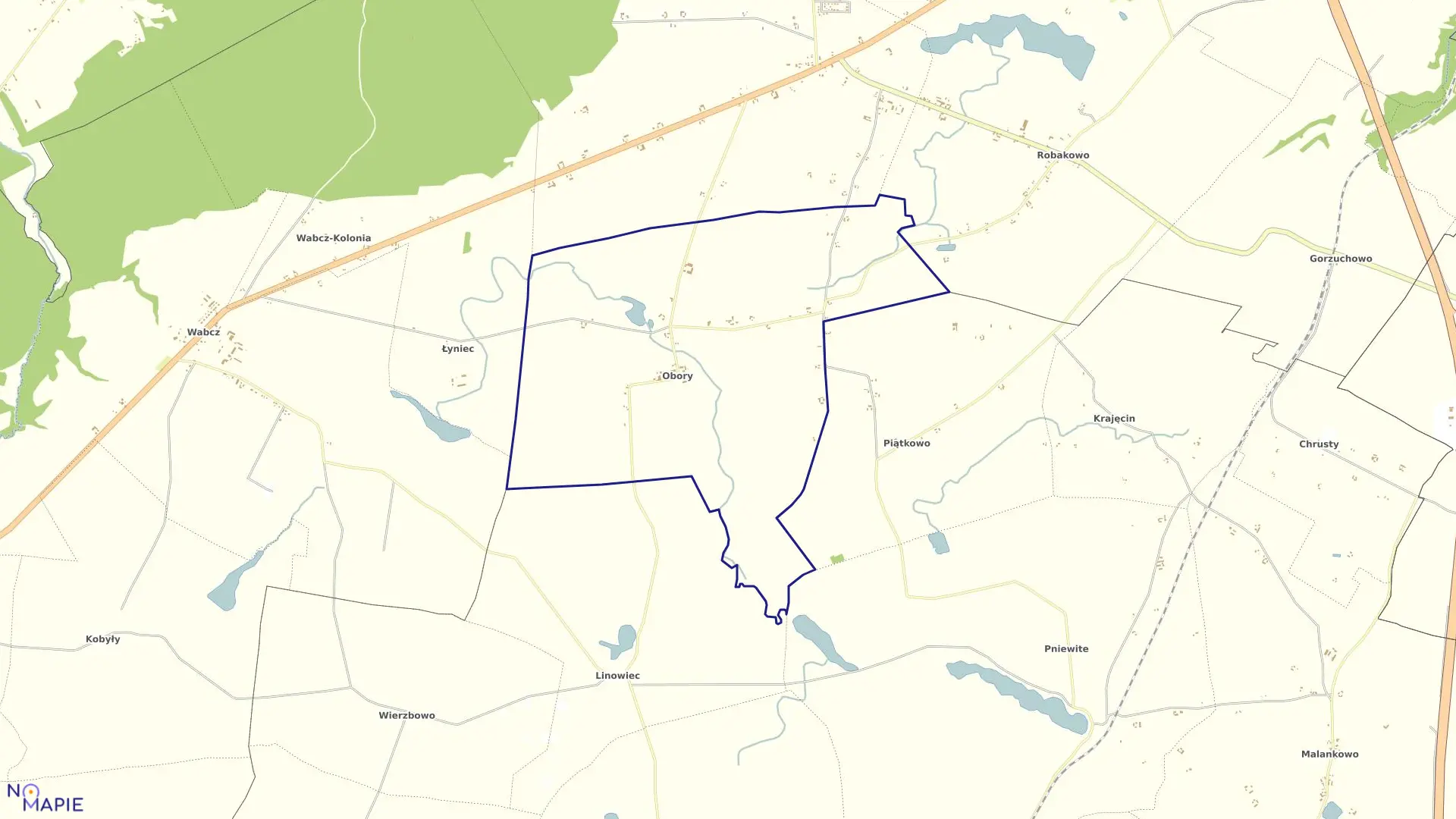 Mapa obrębu Obory w gminie Stolno