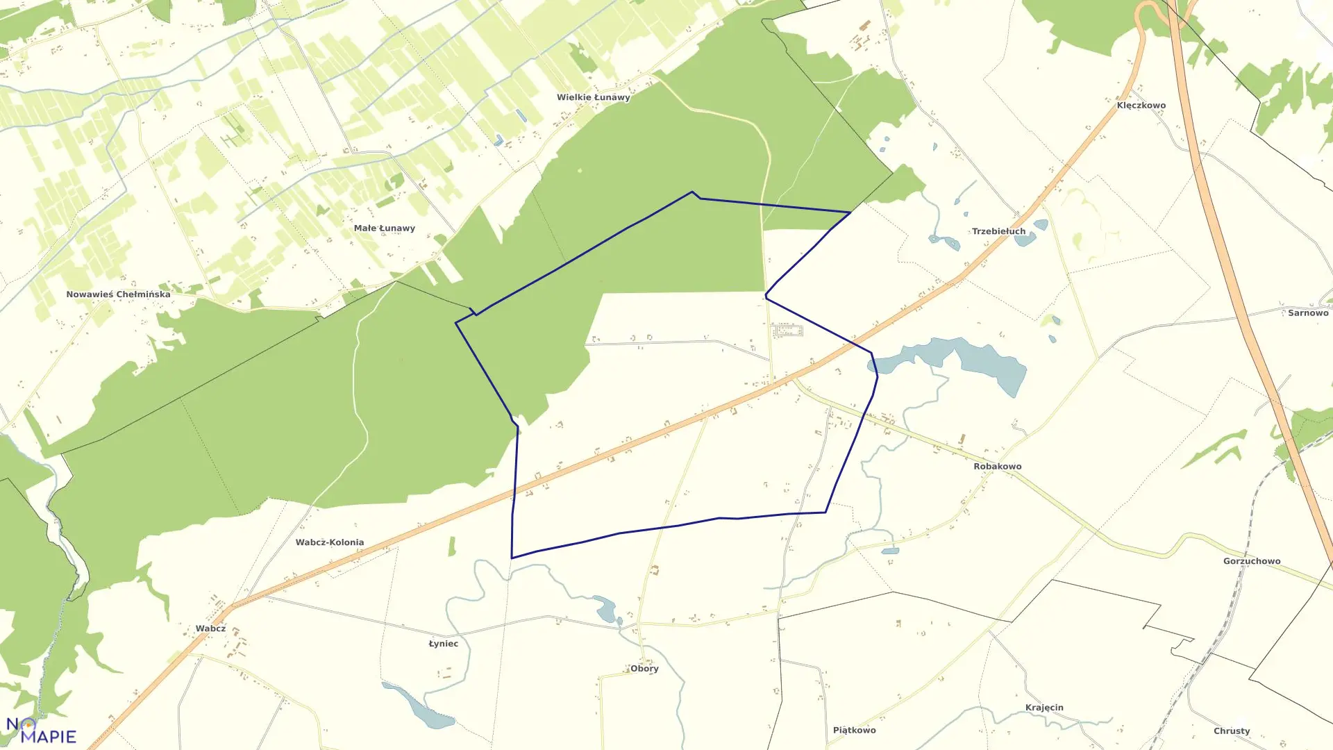 Mapa obrębu Paparzyn w gminie Stolno
