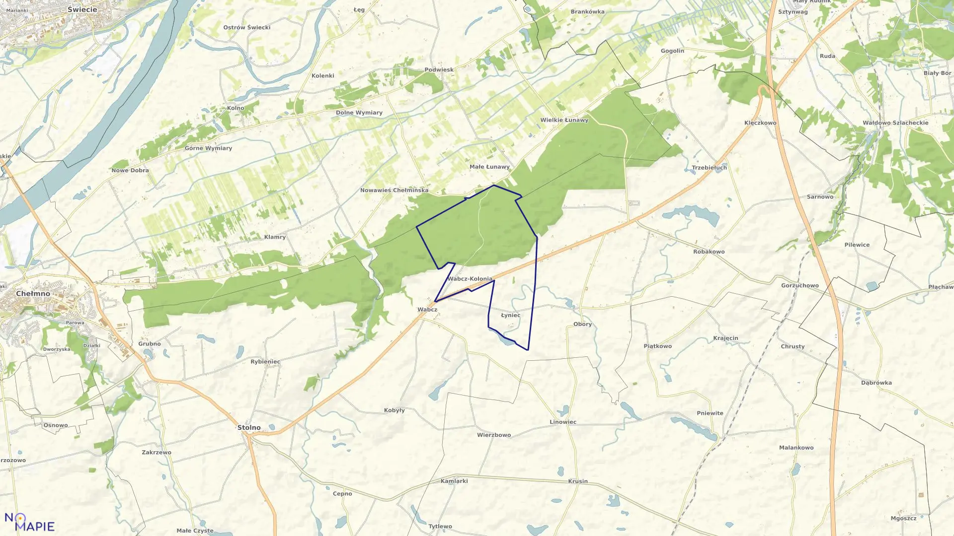 Mapa obrębu Wabcz Kolonia w gminie Stolno